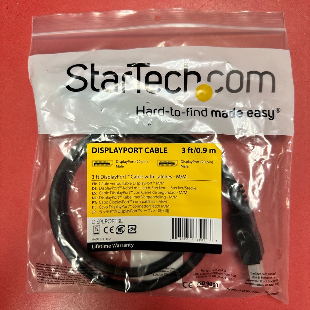 StarTech.com 3 ft DisplayPort 1.2 Cable with Latches M/M